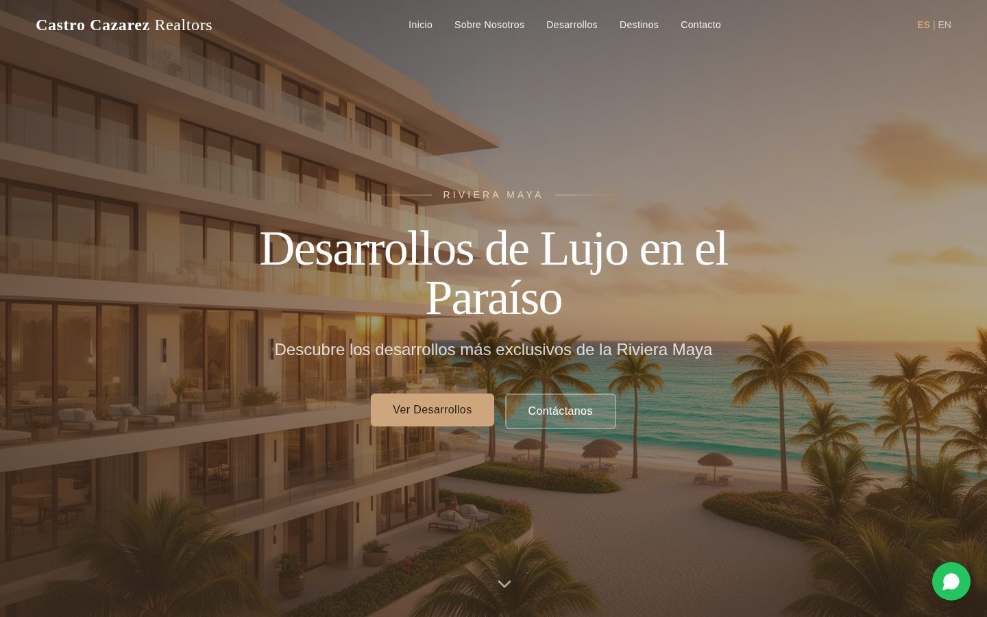 Vista del inicio del sitio Castro Cazarez Realtors